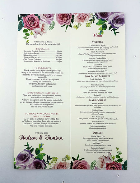 Burgundy Rose Wreath Menu 102