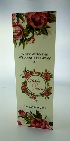 Fuchsia Rose Tall Portrait Personalised Table Menu 232