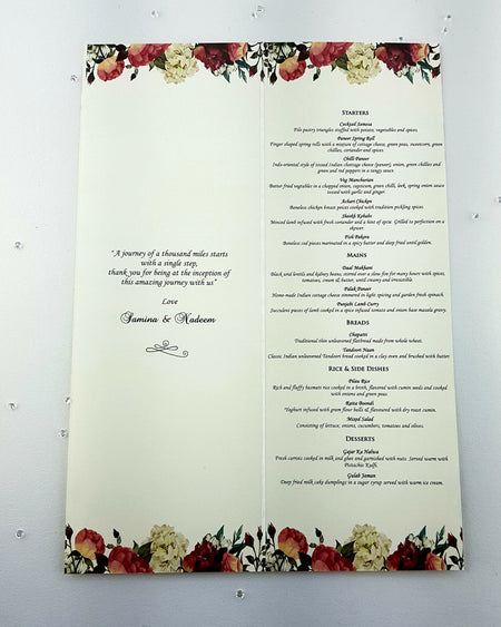 Peach Rose Menu 877