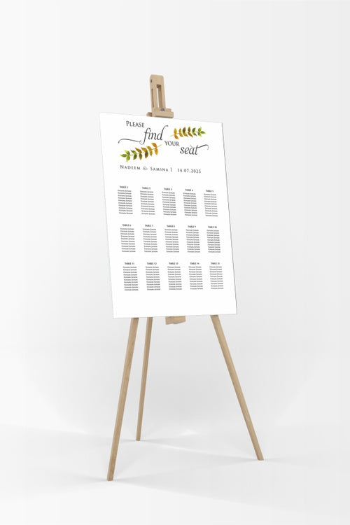 Load image into Gallery viewer, Minimalist Leaves – A1 Table Plan
