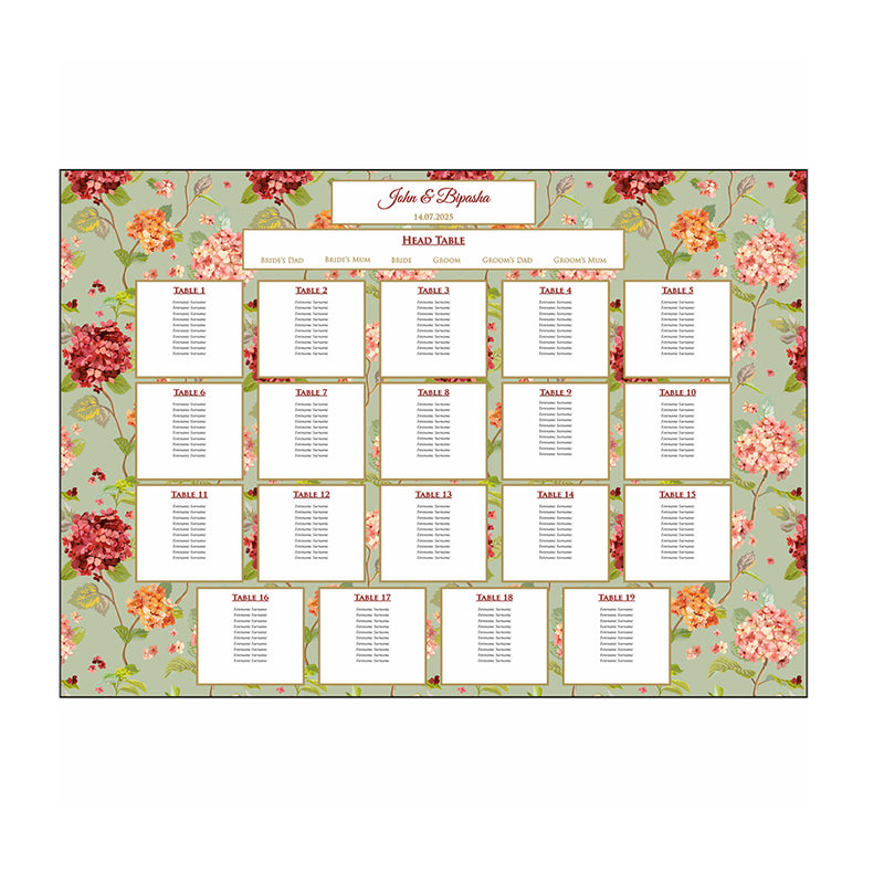 Mint Floral – A1 Table Plan