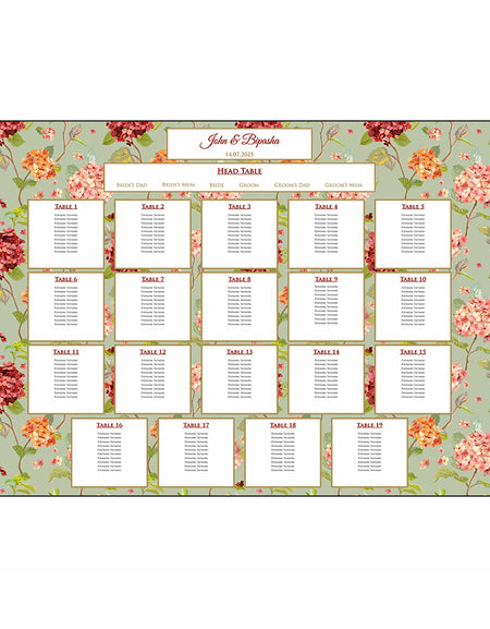 A1 Board Tableplan wedding stationey Easle Floral Mint