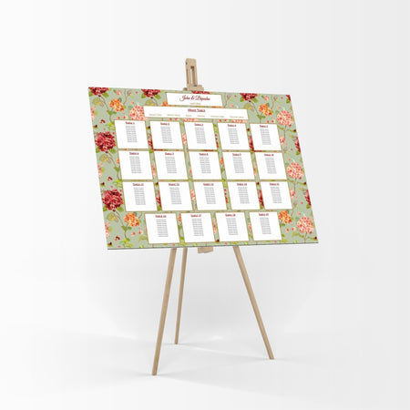 A1 Board Tableplan wedding stationey Easle Floral Mint