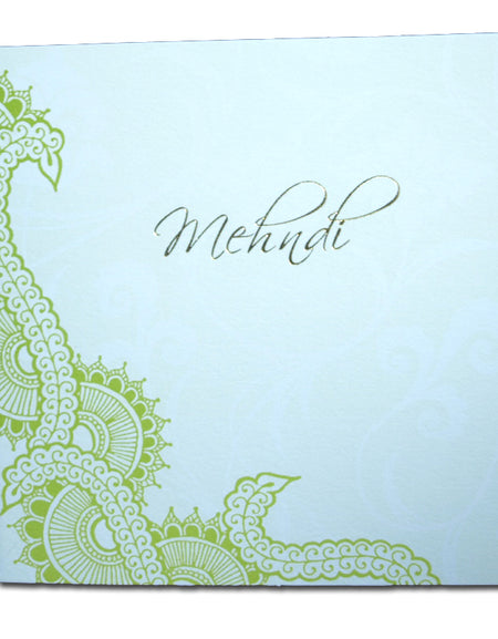 MND01G Green henna design mehndi invitation card