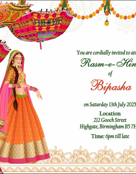 Henna Bride Mehndi invite