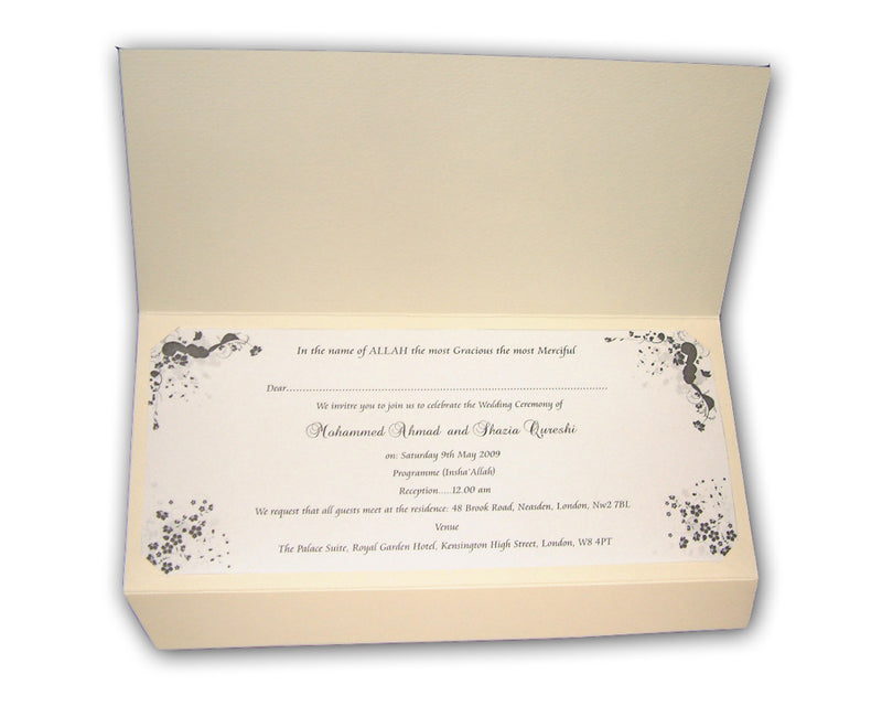 ABC 330 WI Cream with Foiled Wedding written at front of the card