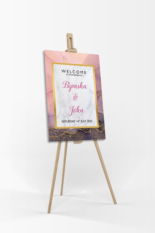 Load image into Gallery viewer, Pink Black Marble– A1 Mounted Welcome Poster
