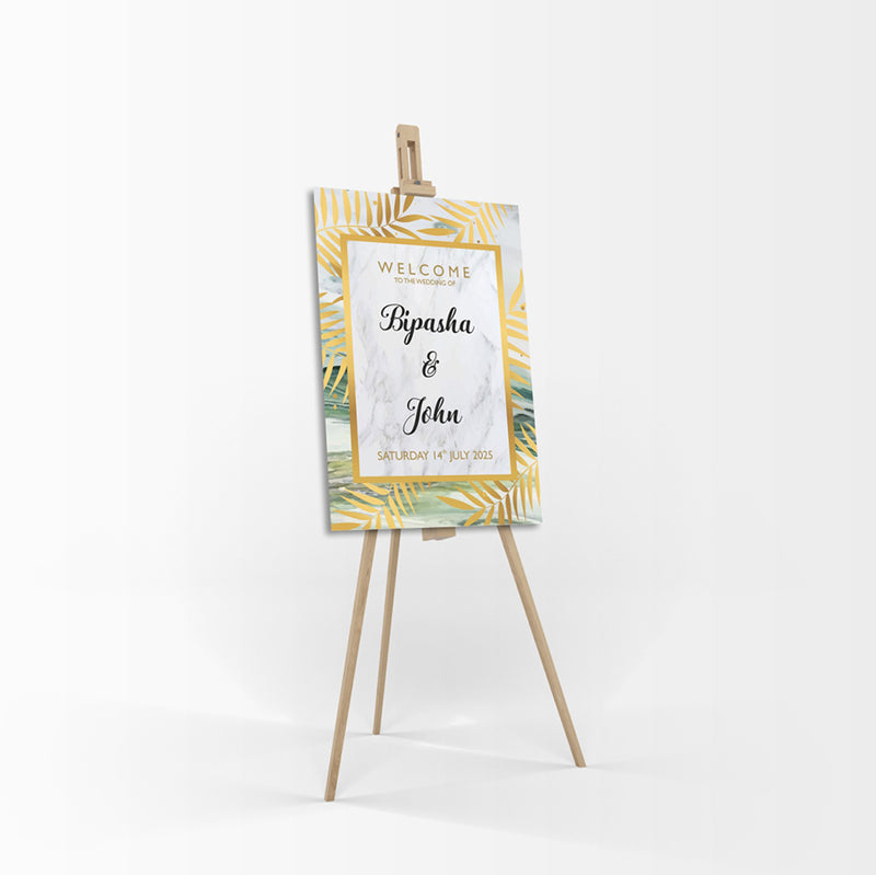 Gold Turqiose Marble  – A1 Mounted Welcome Poster