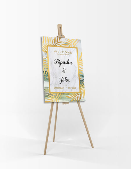 Gold Turqiose Marble  – A1 Mounted Welcome Poster