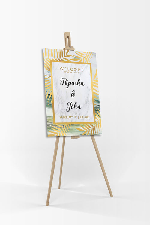 Load image into Gallery viewer, Gold Turqiose Marble  – A1 Mounted Welcome Poster
