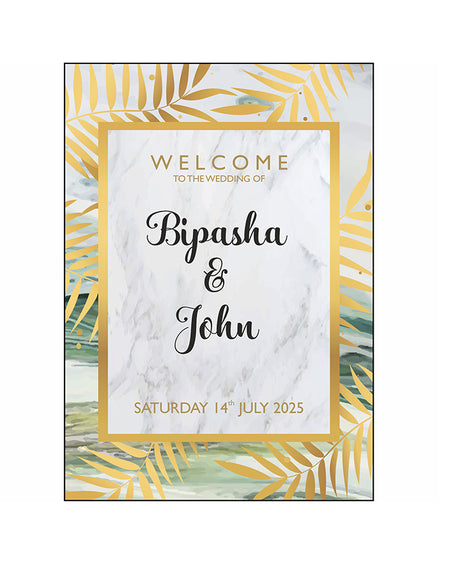 Gold Turqiose Marble  – A1 Mounted Welcome Poster