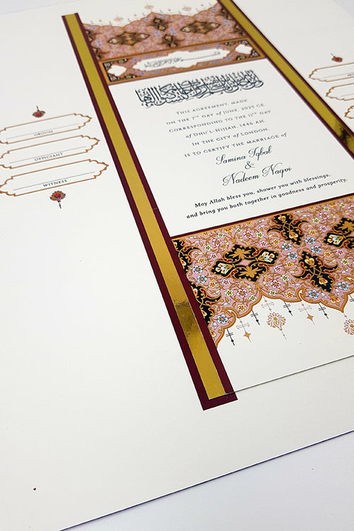 Load image into Gallery viewer, NK 101 Arabesque Design Personalised Embellished Framed Islamic Nikah Nama
