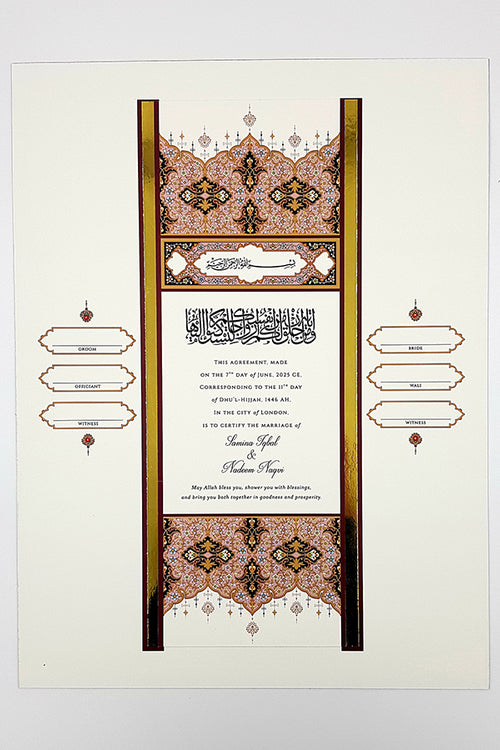 Load image into Gallery viewer, NK 101 Arabesque Design Personalised Embellished Framed Islamic Nikah Nama
