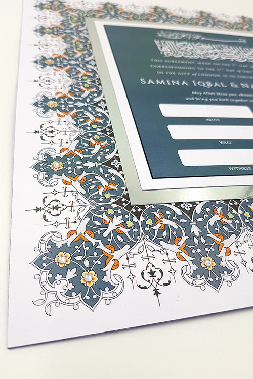 Load image into Gallery viewer, NK 104 Personalised and Customised Grey and silver Muslim Marriage Nikah Namaa
