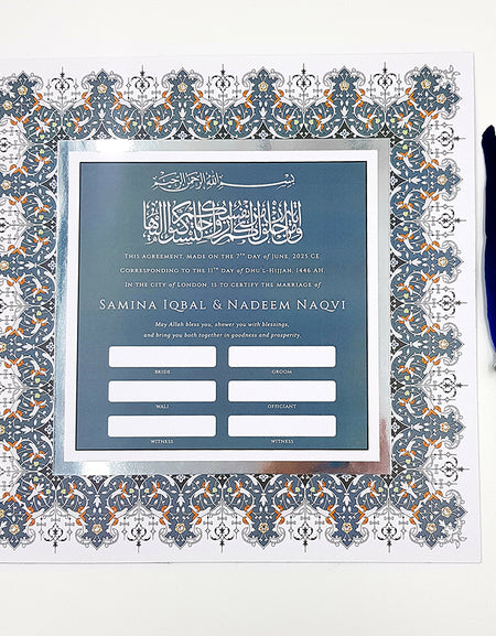 NK 104 Personalised and Customised Grey and silver Muslim Marriage Nikah Namaa