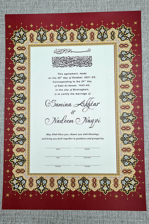 Load image into Gallery viewer, NK 120 Red Personalised Nikah Nama
