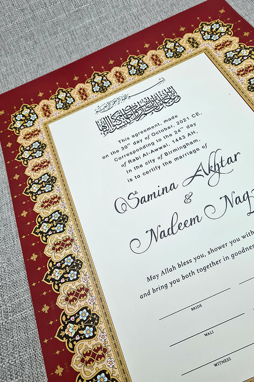 Load image into Gallery viewer, NK 120 Red Personalised Nikah Nama
