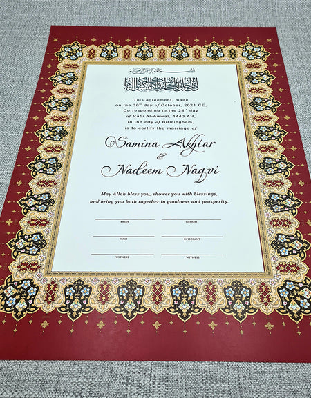 NK 120 Red Personalised Nikah Nama