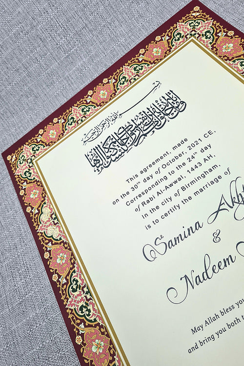 Load image into Gallery viewer, NK 122 Red Personalised Nikah Nama
