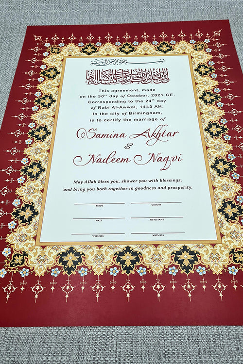 Load image into Gallery viewer, NK 123 Red Personalised Nikah Nama
