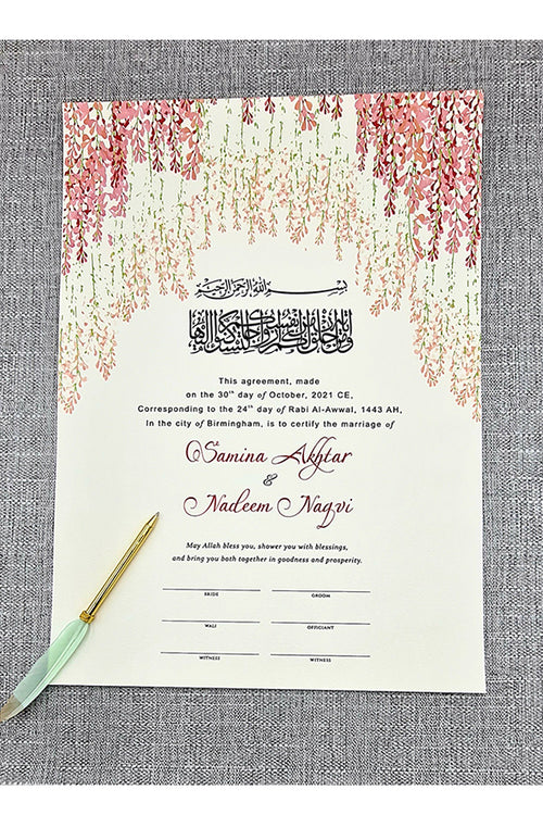 Load image into Gallery viewer, NK 127 Red Floral Personalised Nikah Nama
