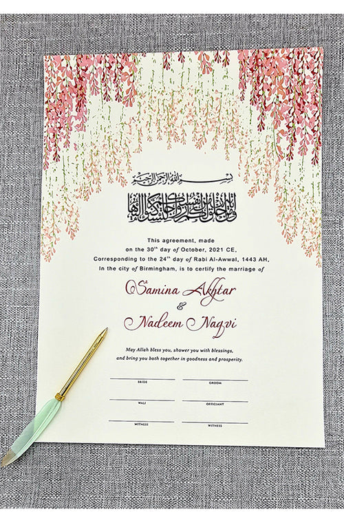 Load image into Gallery viewer, NK 127 Red Floral Personalised Nikah Nama
