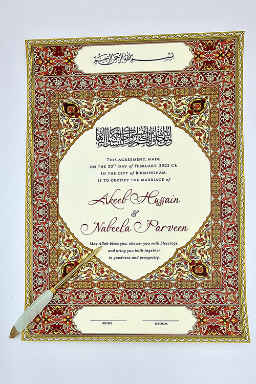 Load image into Gallery viewer, NK 129 Red Personalised Nikah Nama
