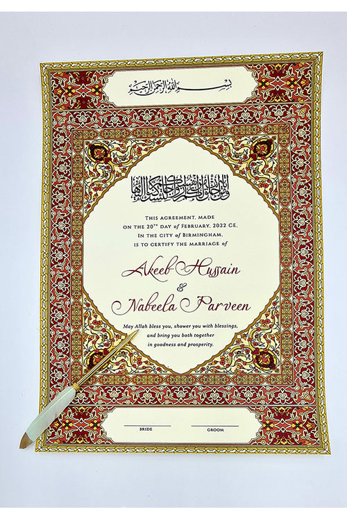 Load image into Gallery viewer, NK 129 Red Personalised Nikah Nama
