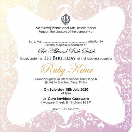 Square Sukhmani Parth Invitation Card