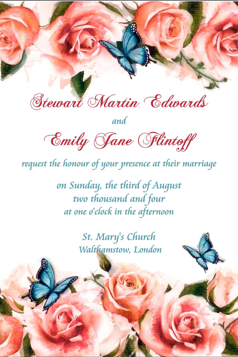 NZ 228 Simple Flat Peach floral budget wedding invitations