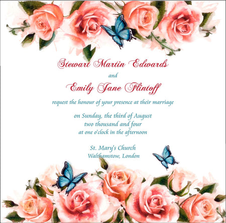 NZ 228 Simple Flat Peach floral budget wedding invitations
