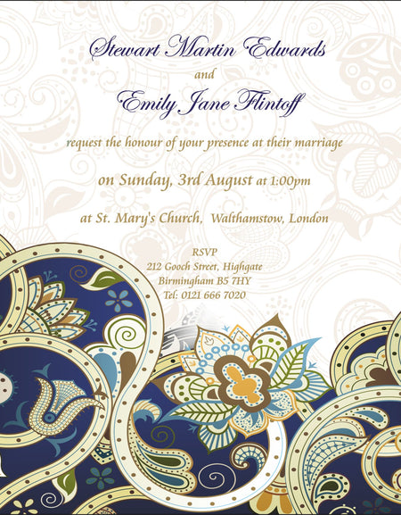NZ 231 Royal Blue Serpentine Invitation