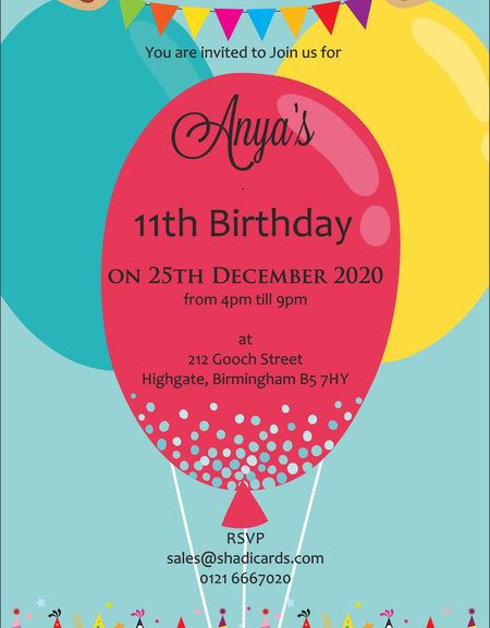 NZ 334 Birthday Invitation