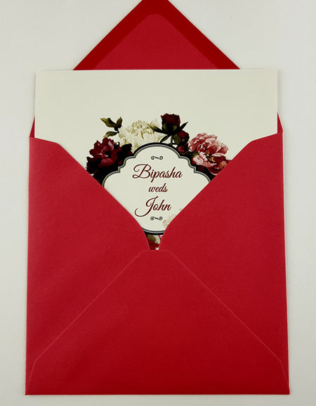 NZ 877 Double Sided Square Floral Invitation