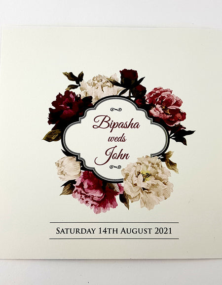 NZ 877 Double Sided Square Floral Invitation