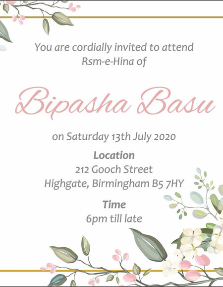 NZ 891 Simple Rose Foliage Invitation