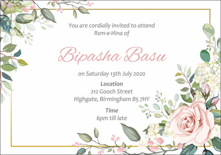 NZ 891 Simple Rose Foliage Invitation
