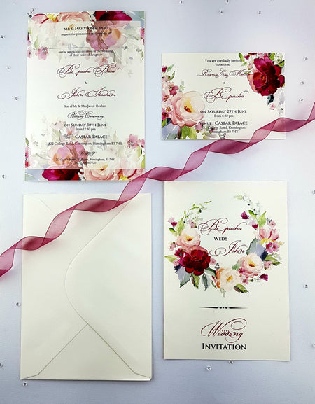 NZ 996 Lavish Pastel Pink Wreath Invitation