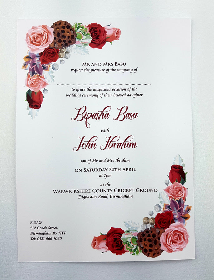 NZ 997 Caricature Rose Wreath Invitation