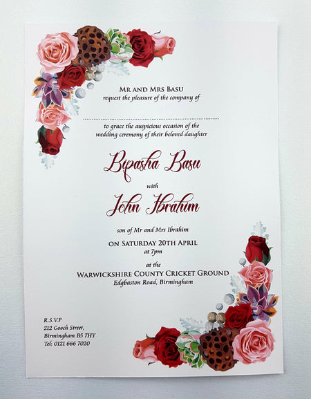 NZ 997 Caricature Rose Wreath Invitation