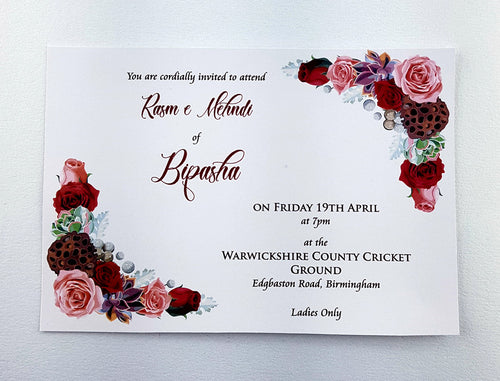 Load image into Gallery viewer, NZ 997 Simple Maroon Floral Mehndi Invitation
