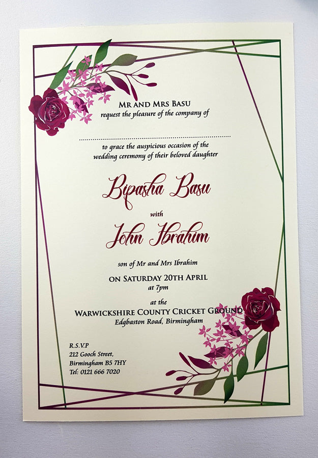 NZ 998 Minimalist Rose Wreath Invitation
