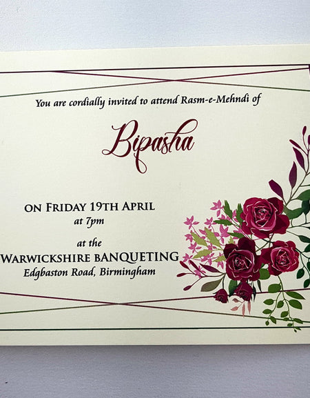 NZ 998 Abstract Geometric Rose Invitation