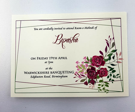 NZ 998 Abstract Geometric Rose Invitation