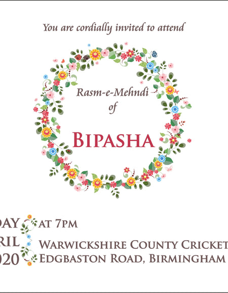 NZ 999 Colourful Floral Wreath Invitation