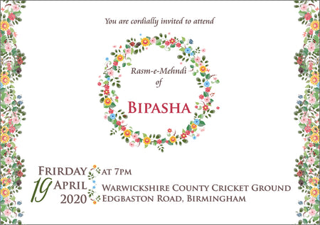 NZ 999 Colourful Floral Wreath Invitation