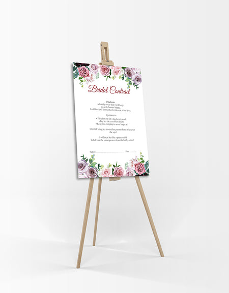 Purple Pink Rose – A1 Bridal Contract – Funny Agreement for Husband/Wife