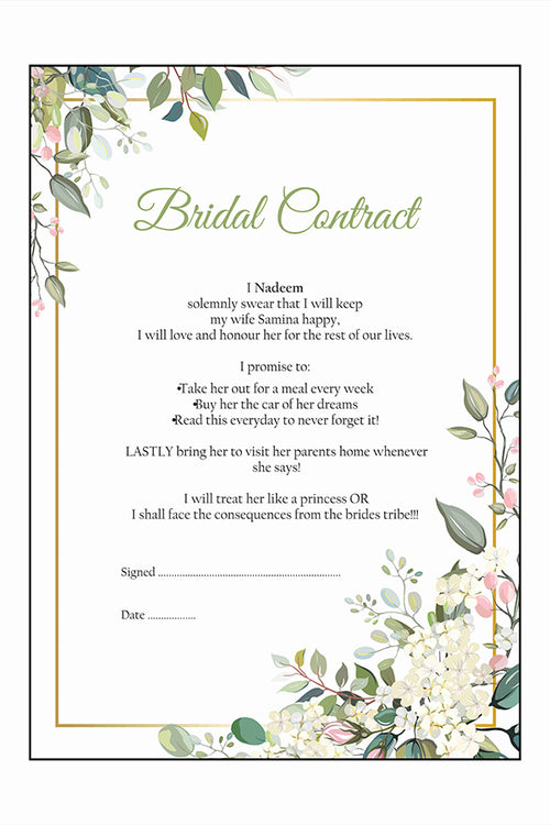 Load image into Gallery viewer, Pretty Pink Rosebud – A1 Bridal Contract – Funny Agreement for Husband/Wife
