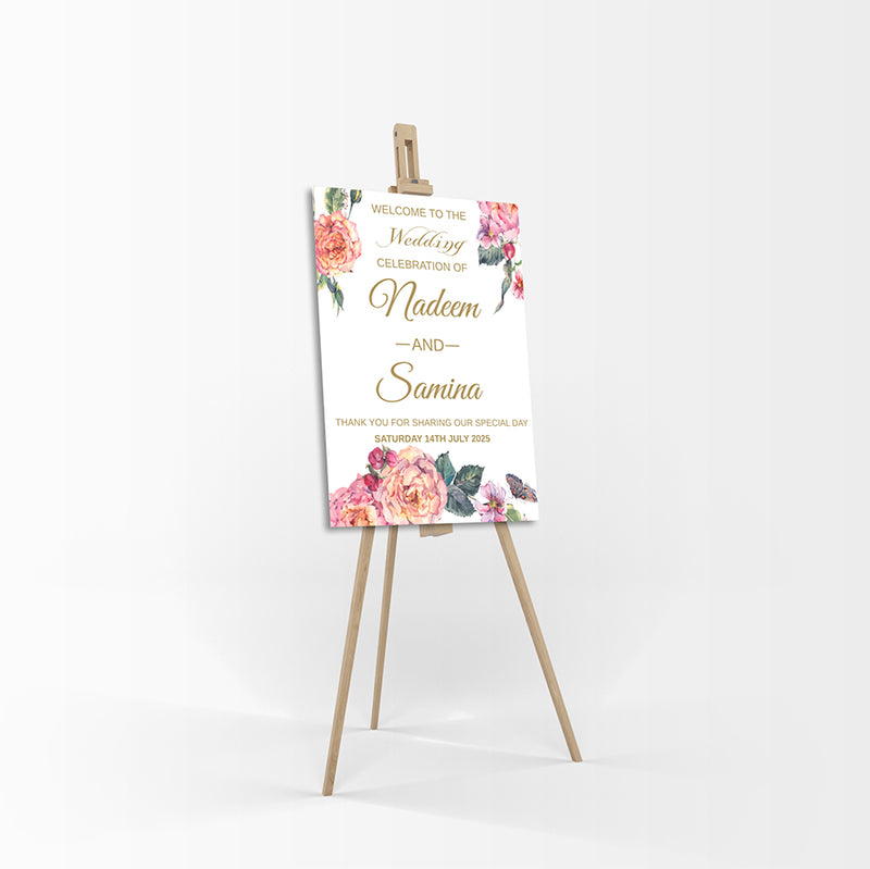 Orange Floral – A1 Mounted Welcome Poster