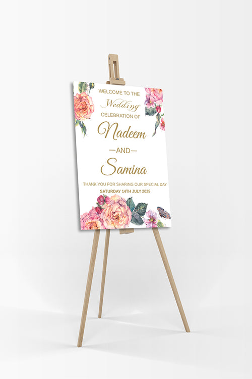 Load image into Gallery viewer, Orange Floral – A1 Mounted Welcome Poster
